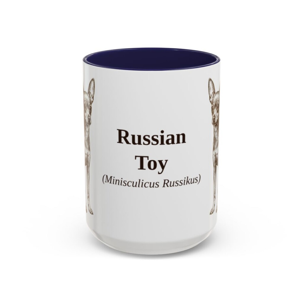 15oz Russian Toy Latin Mug, Navy, front view