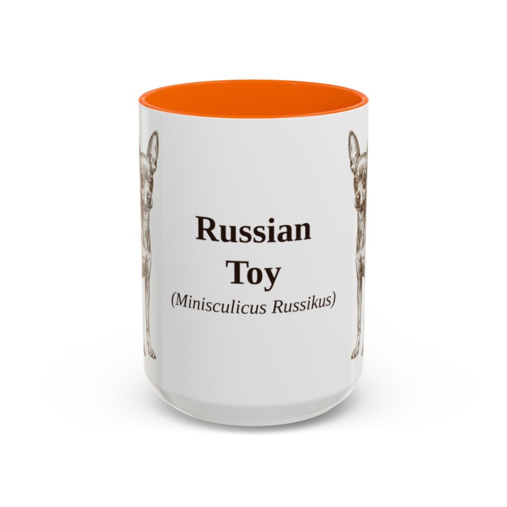 15oz Russian Toy Latin Mug, Orange, front view