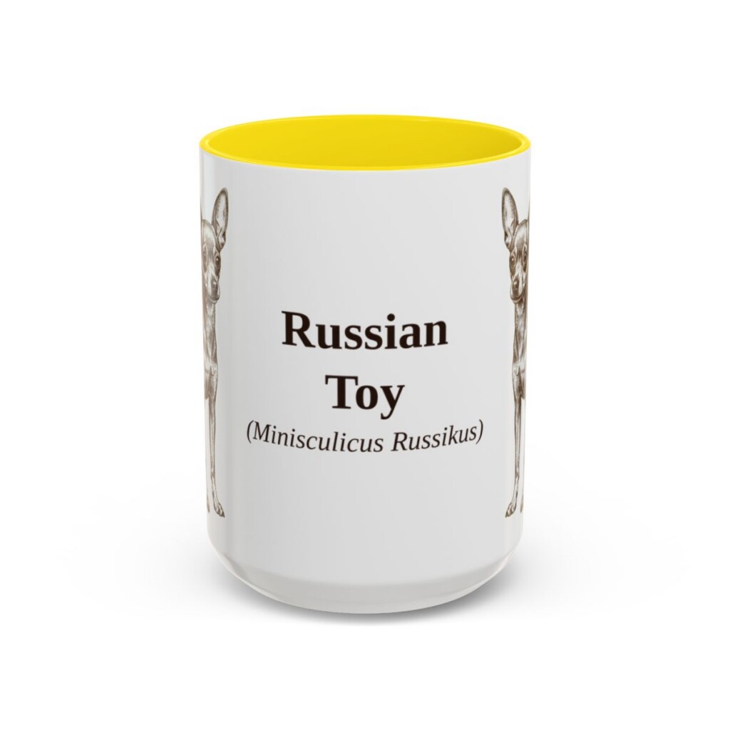 15oz Russian Toy Latin Mug, Yellow, front view
