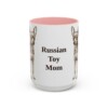 15oz Russian Toy Dog Mom Mug, Pink, front view