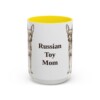15oz Russian Toy Dog Mom Mug, Yellow, front view
