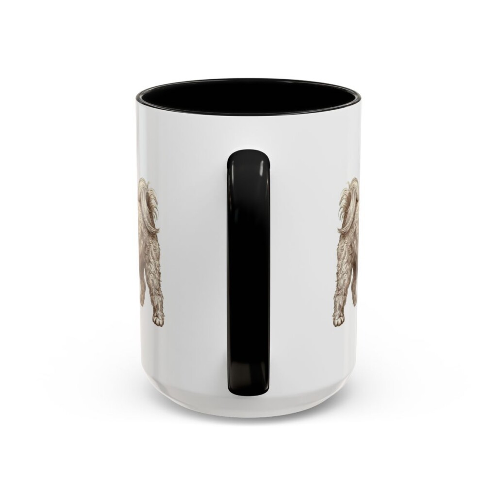 15oz Funny Russian Tsvetnaya Bolonka Mug, Black, back view