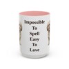15oz Funny Russian Tsvetnaya Bolonka Mug, Pink, front view