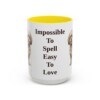 15oz Funny Russian Tsvetnaya Bolonka Mug, Yellow, front view