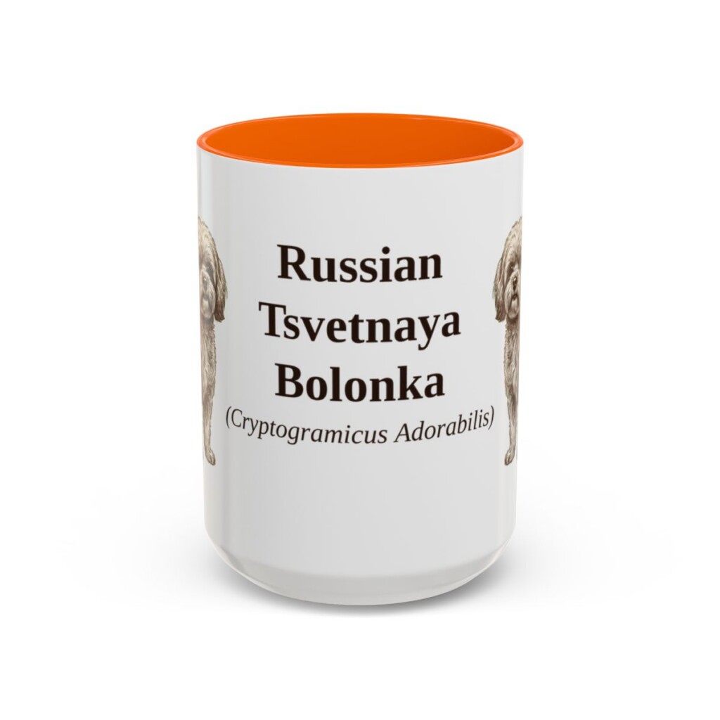 15oz-russian-tsvetnaya-bolonka-mug-latin-orange 15oz Russian Tsvetnaya Bolonka Latin Mug, Orange, front view