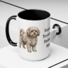 15oz Russian Tsvetnaya Bolonka Dog Mom Mug, Black, lifestyle photo