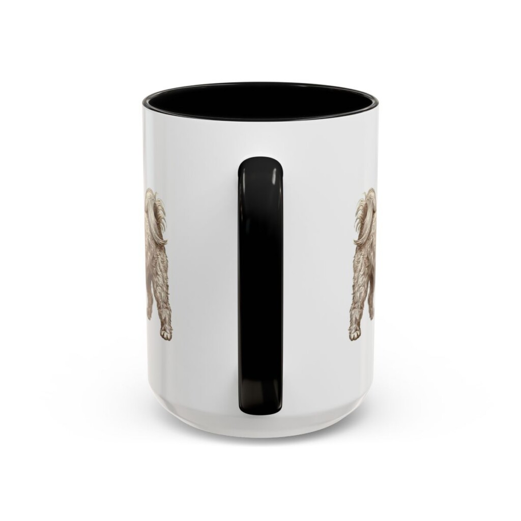15oz Russian Tsvetnaya Bolonka Mug, Black, back view