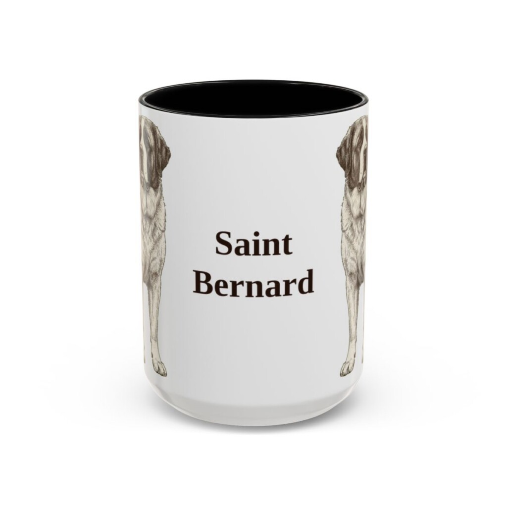 15oz Saint Bernard Mug, Black, front view