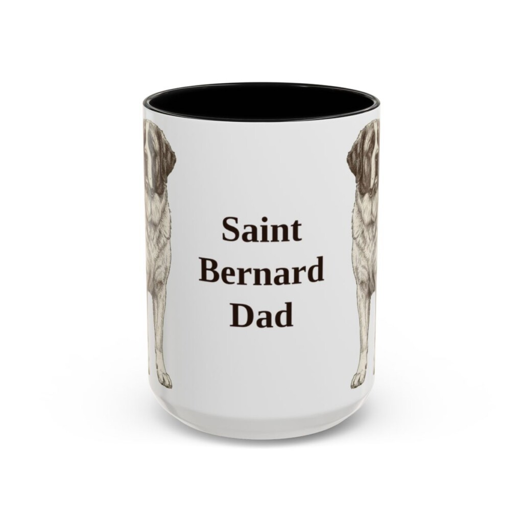 15oz Saint Bernard Dog Dad Mug, Black, front view