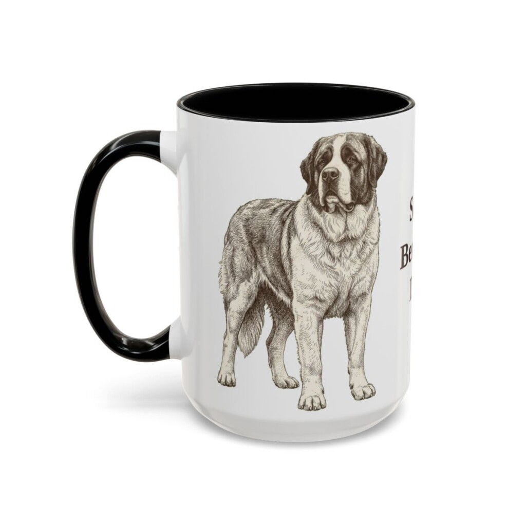 15oz Saint Bernard Dog Dad Mug, Black, left side view