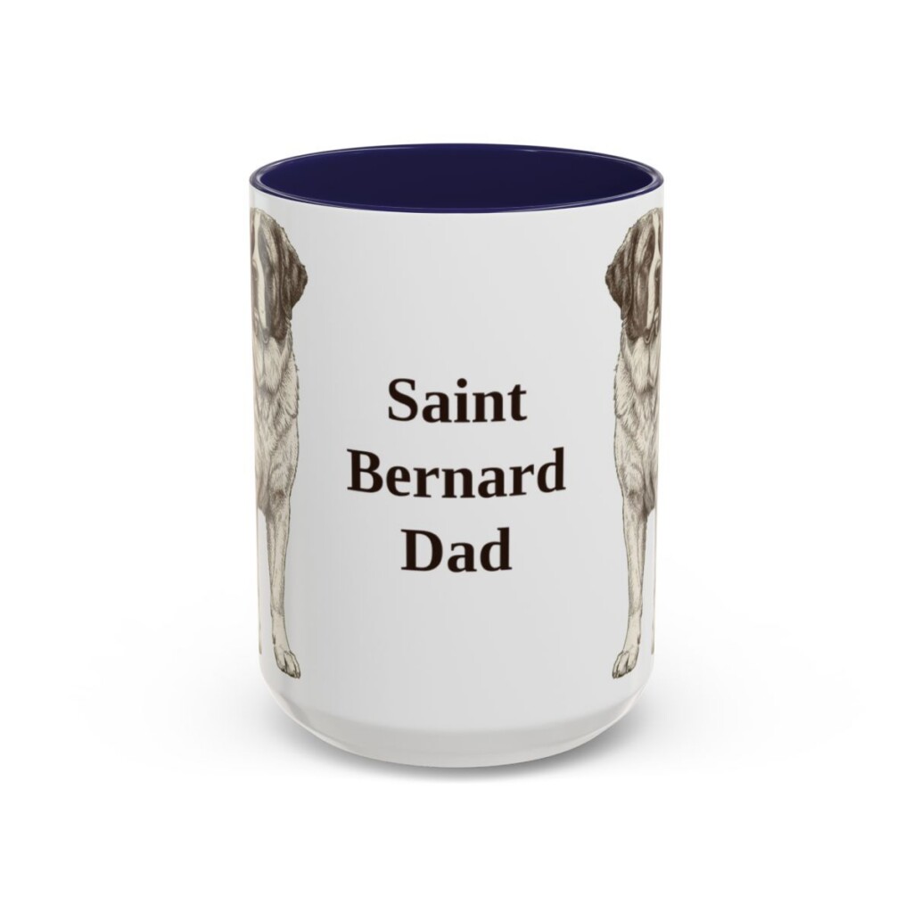 15oz Saint Bernard Dog Dad Mug, Navy, front view
