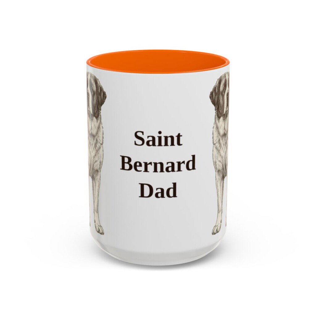 15oz Saint Bernard Dog Dad Mug, Orange, front view