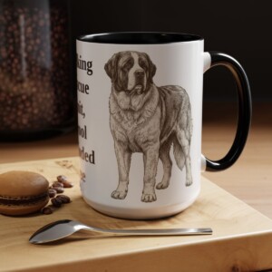 15oz Funny Saint Bernard Mug, Black, lifestyle photo