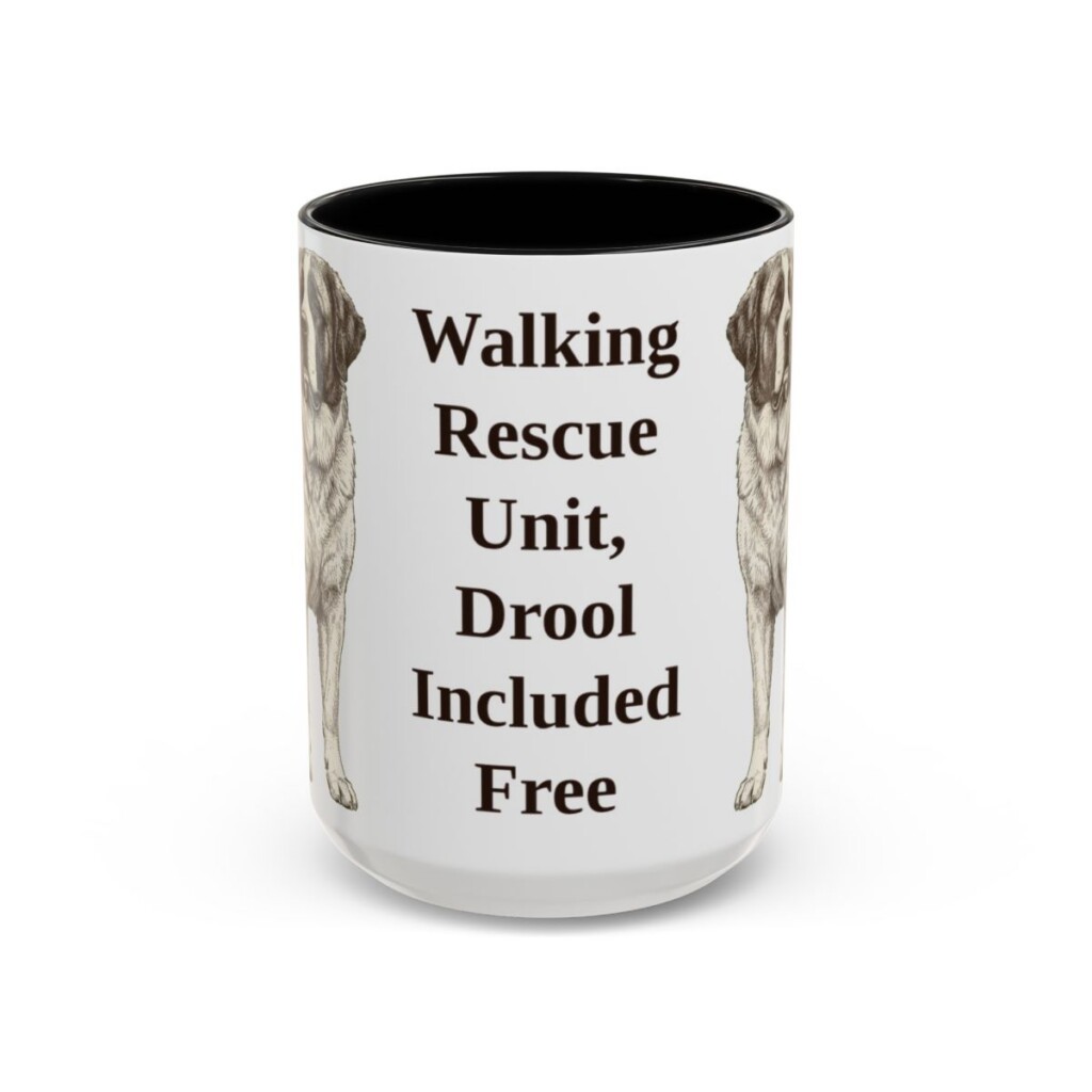 15oz-saint-bernard-mug-humor-black-front 15oz Funny Saint Bernard Mug, Black, front view