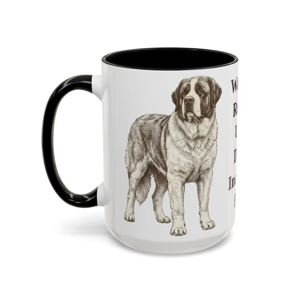15oz-saint-bernard-mug-humor-black-left 15oz Funny Saint Bernard Mug, Black, left side view