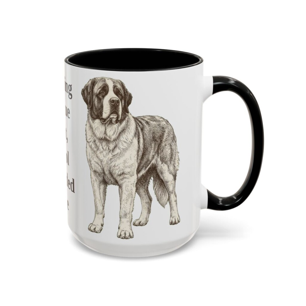 15oz-saint-bernard-mug-humor-black-right 15oz Funny Saint Bernard Mug, Black, right side view