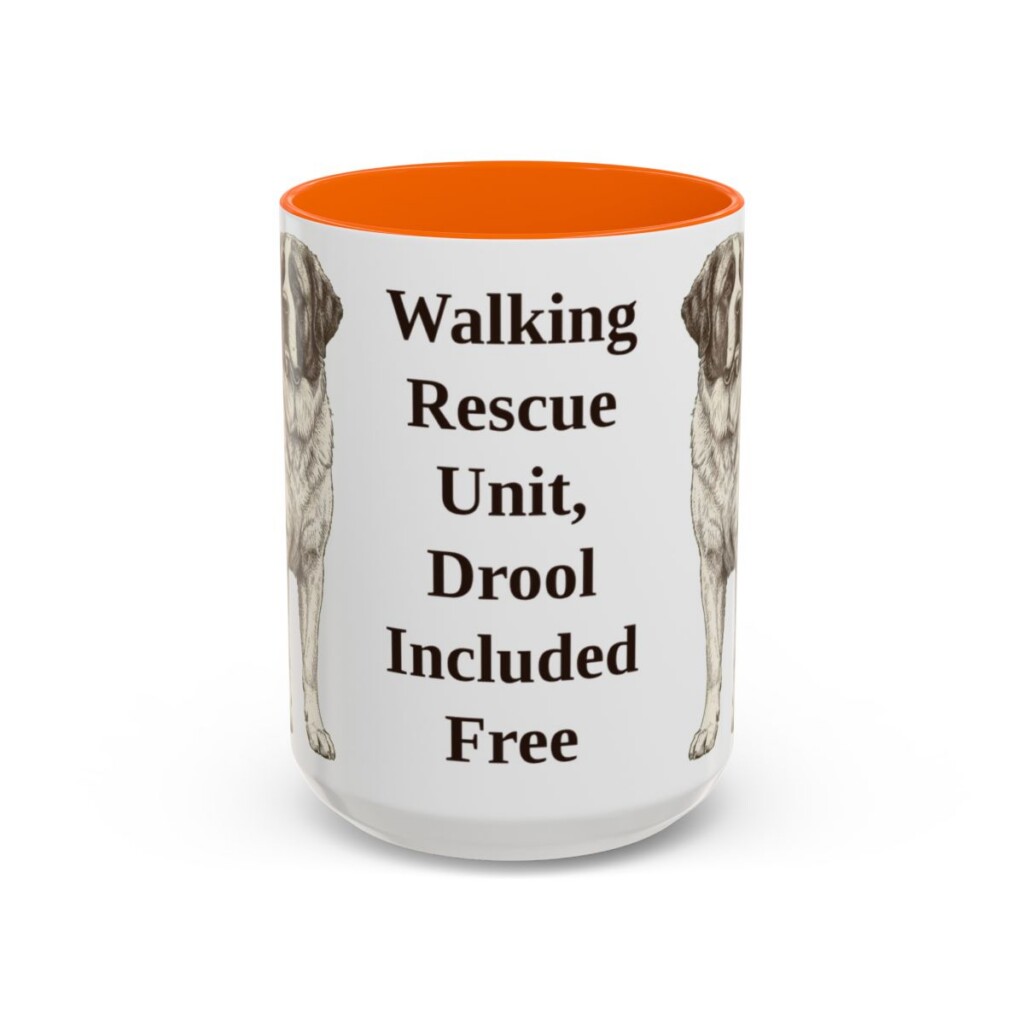 15oz-saint-bernard-mug-humor-orange 15oz Funny Saint Bernard Mug, Orange, front view