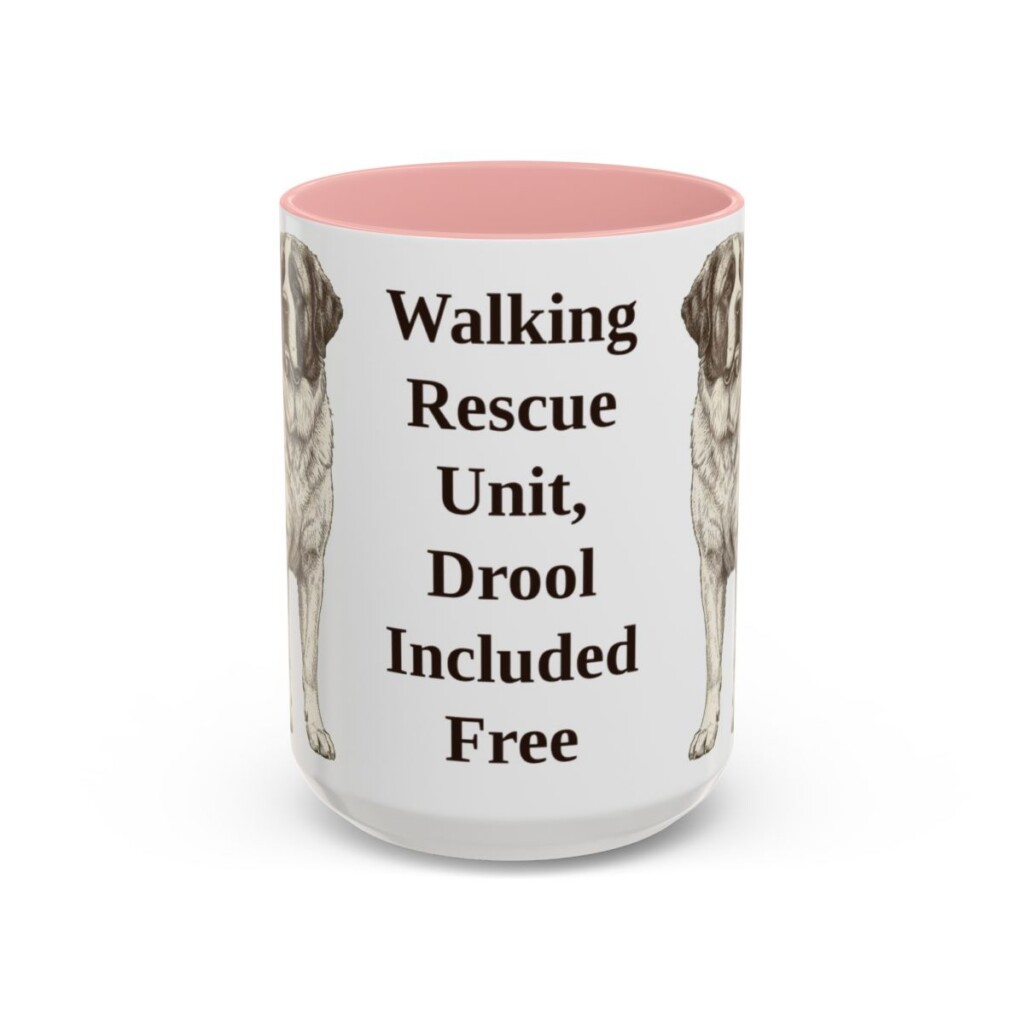 15oz-saint-bernard-mug-humor-pink 15oz Funny Saint Bernard Mug, Pink, front view