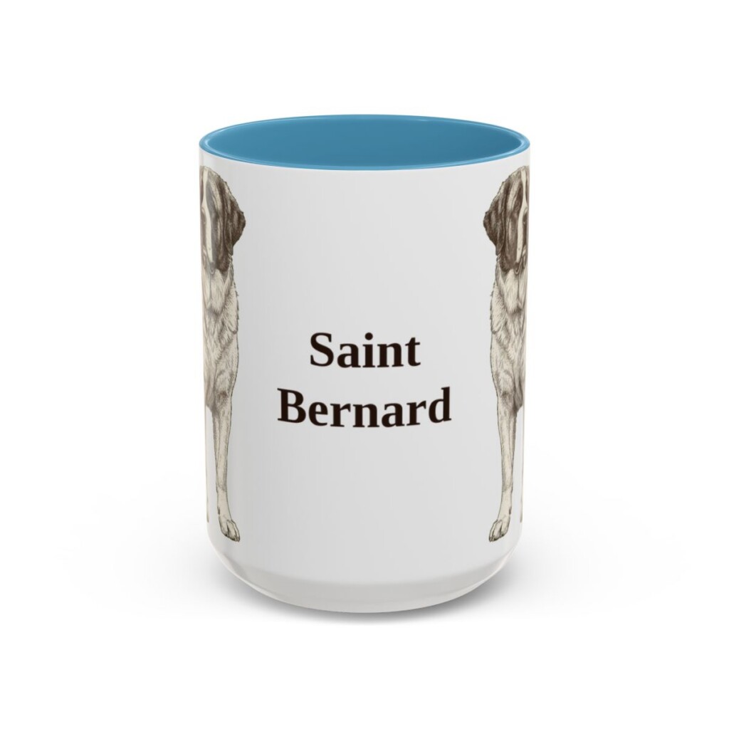 15oz Saint Bernard Mug, Light Blue, front view
