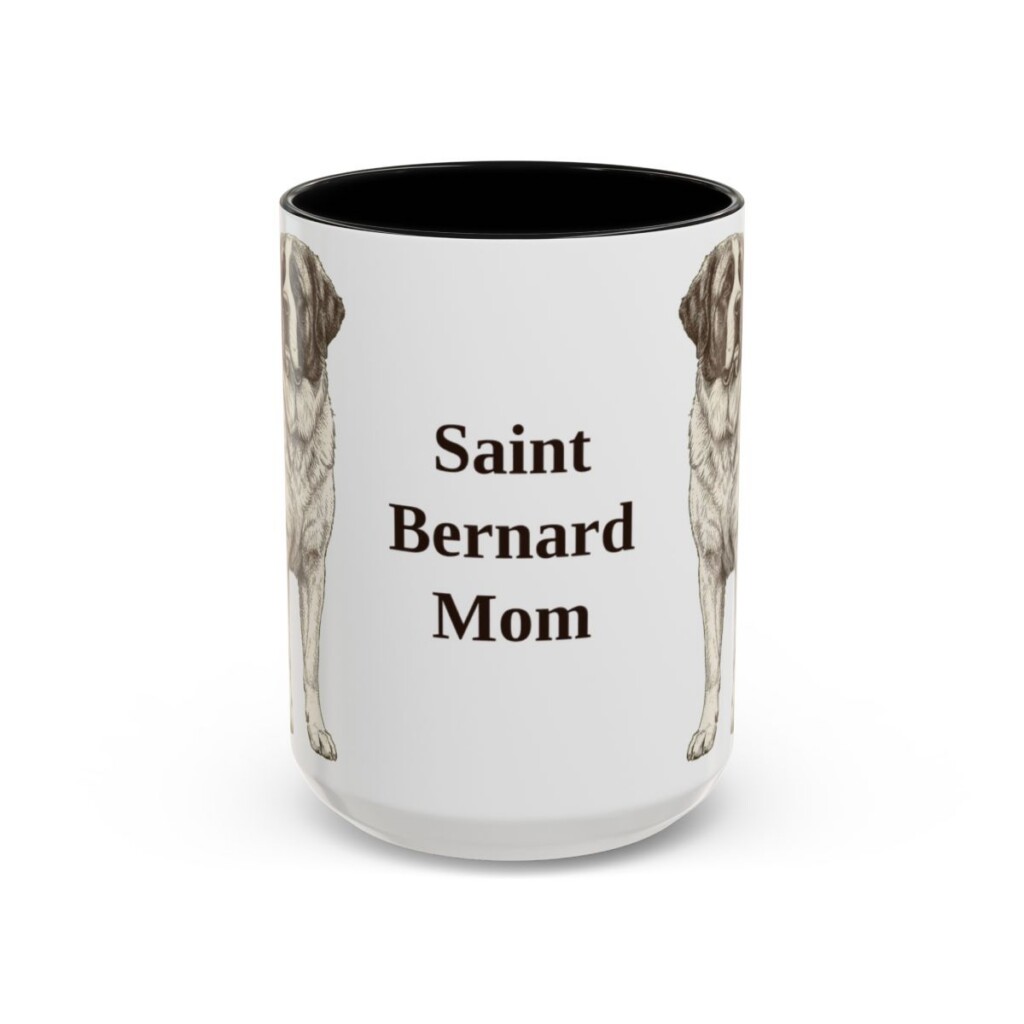 15oz Saint Bernard Dog Mom Mug, Black, front view