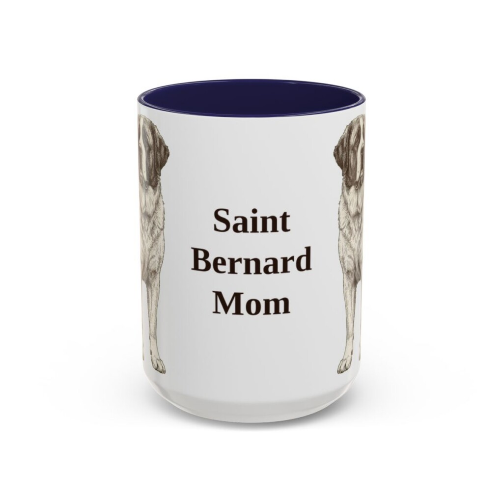 15oz Saint Bernard Dog Mom Mug, Navy, front view