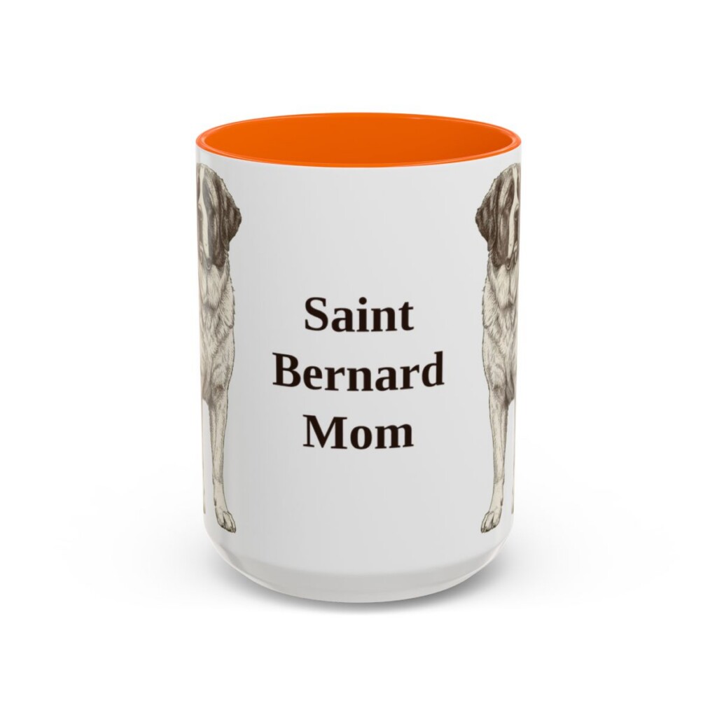15oz Saint Bernard Dog Mom Mug, Orange, front view