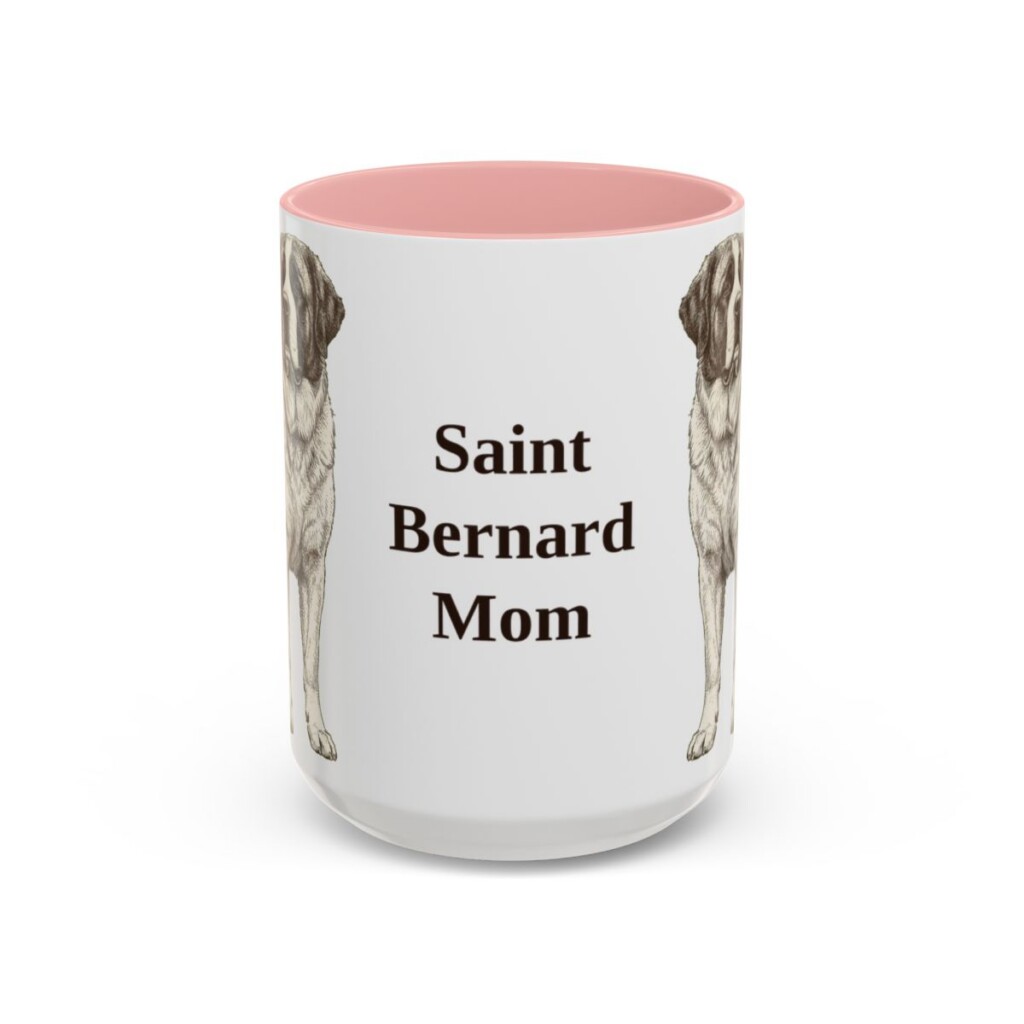 15oz Saint Bernard Dog Mom Mug, Pink, front view