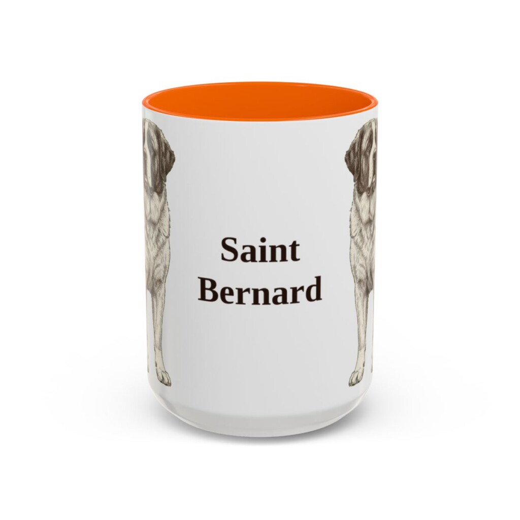 15oz Saint Bernard Mug, Orange, front view