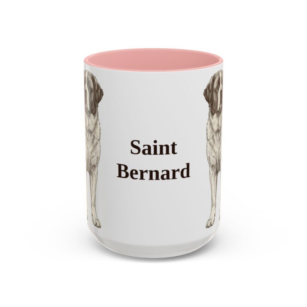 15oz Saint Bernard Mug, Pink, front view