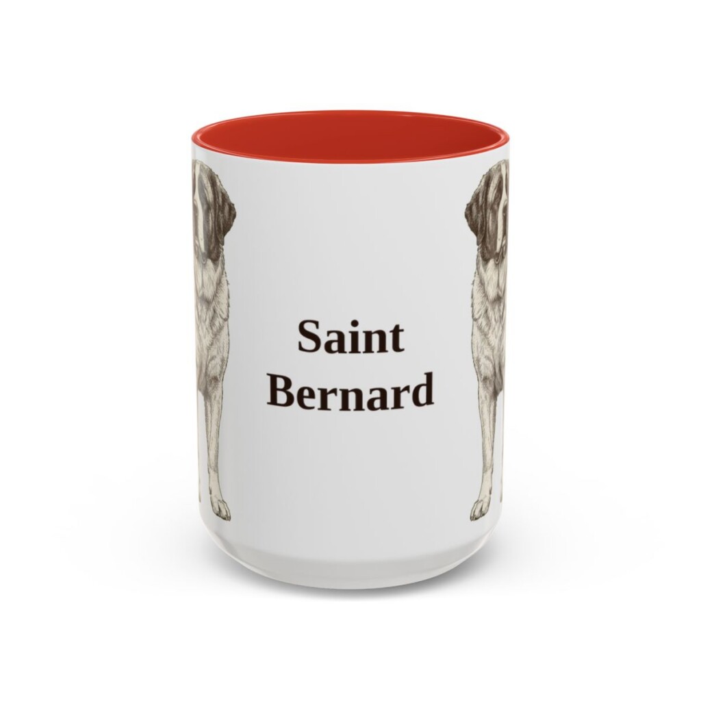 15oz Saint Bernard Mug, Red, front view