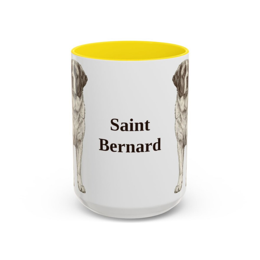 15oz Saint Bernard Mug, Yellow, front view