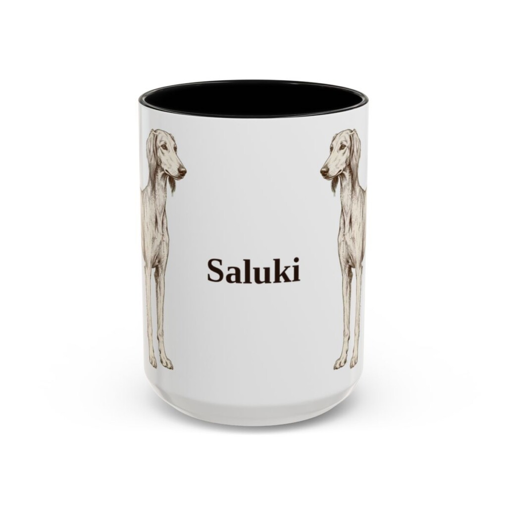 15oz Saluki Mug, Black, front view