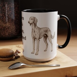 15oz-saluki-mug-humor-black 15oz Funny Saluki Mug, Black, lifestyle photo