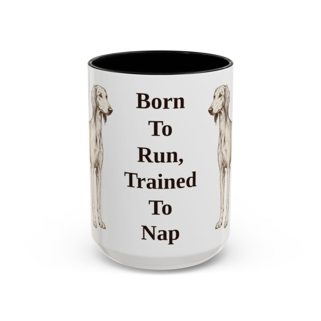 15oz-saluki-mug-humor-black-front 15oz Funny Saluki Mug, Black, front view