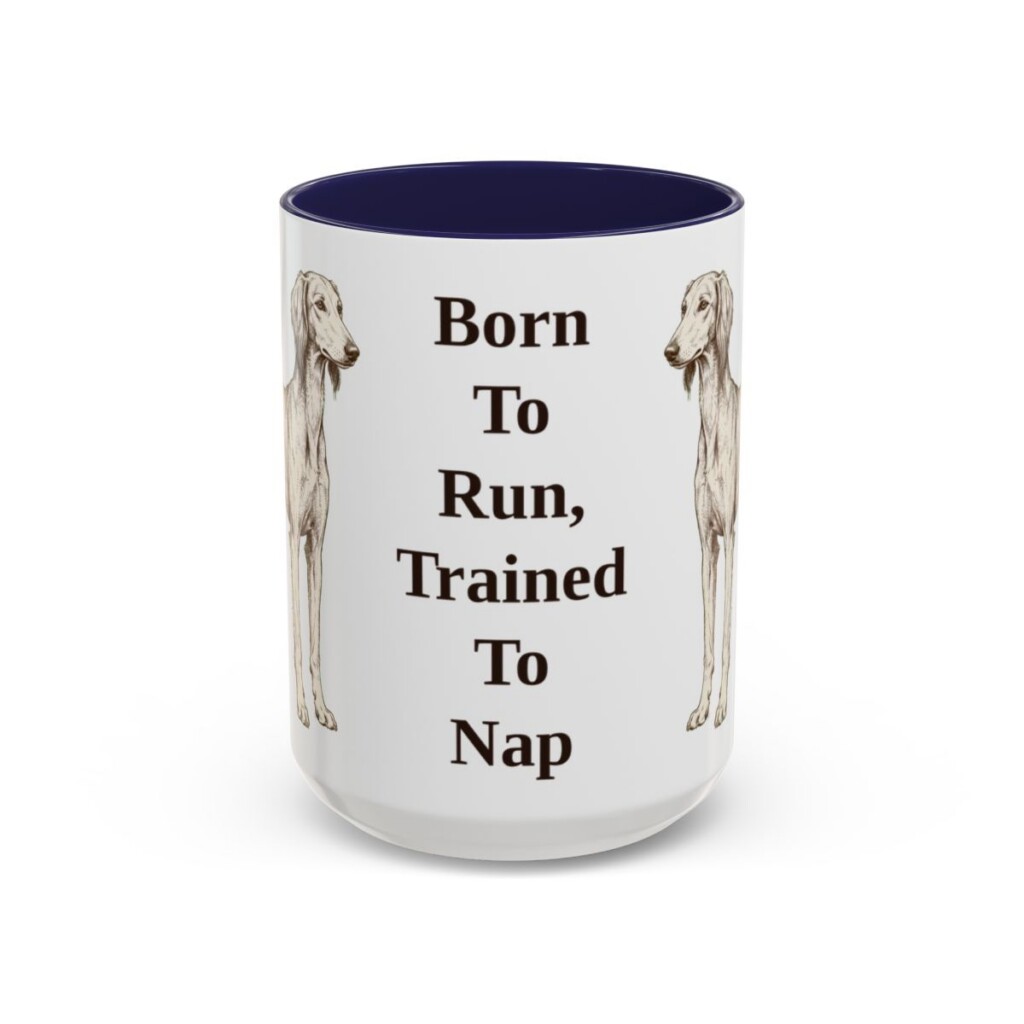 15oz-saluki-mug-humor-navy 15oz Funny Saluki Mug, Navy, front view
