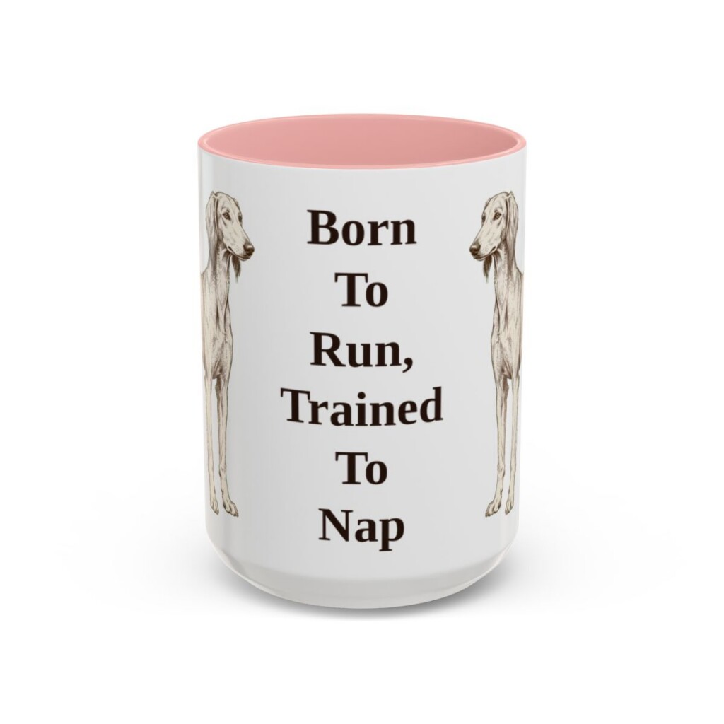 15oz-saluki-mug-humor-pink 15oz Funny Saluki Mug, Pink, front view