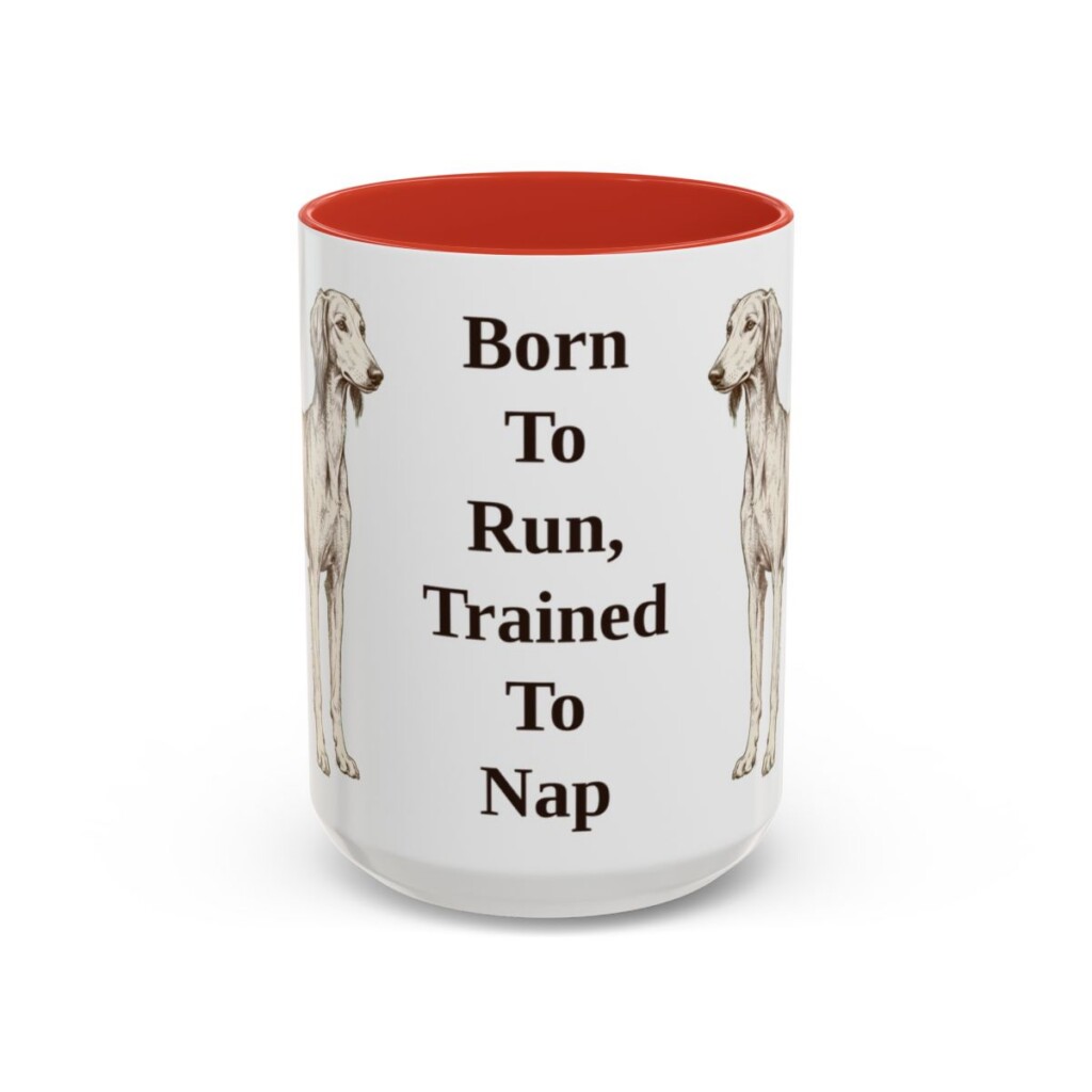 15oz-saluki-mug-humor-red 15oz Funny Saluki Mug, Red, front view