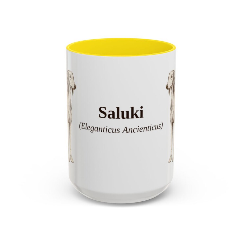 15oz-saluki-mug-latin-yellow 15oz Saluki Latin Mug, Yellow, front view