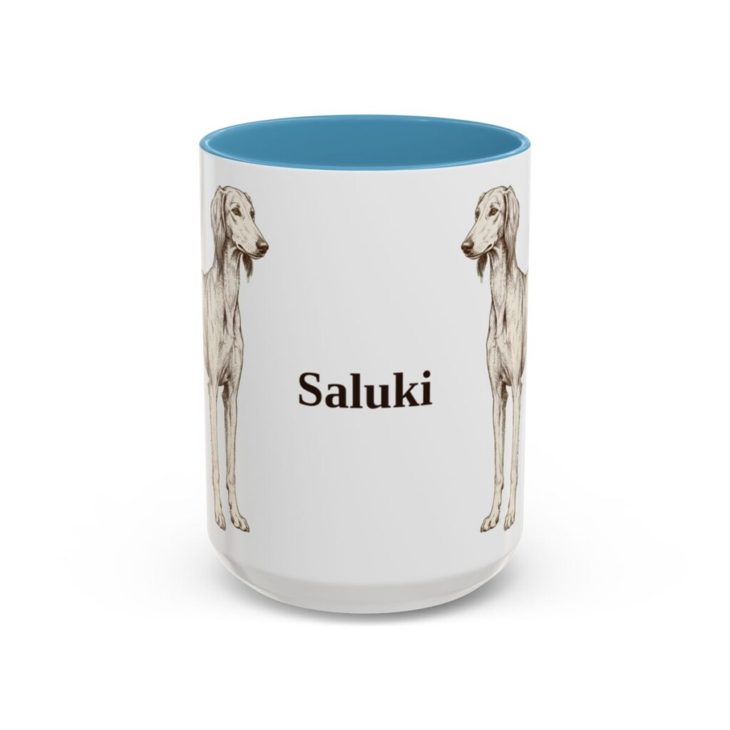 15oz Saluki Mug, Light Blue, front view