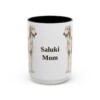 15oz Saluki Dog Mom Mug, Black, front view