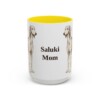 15oz Saluki Dog Mom Mug, Yellow, front view