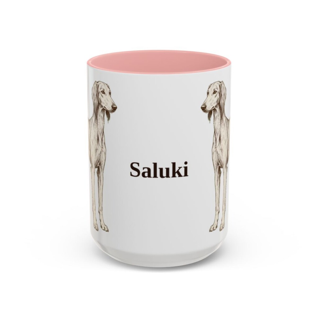 15oz Saluki Mug, Pink, front view