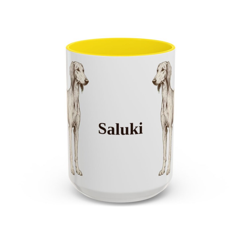 15oz Saluki Mug, Yellow, front view