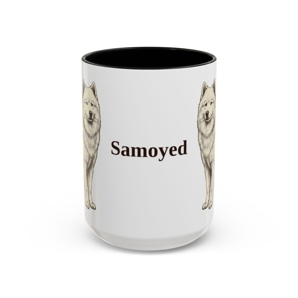 15oz Samoyed Mug, Black, front view