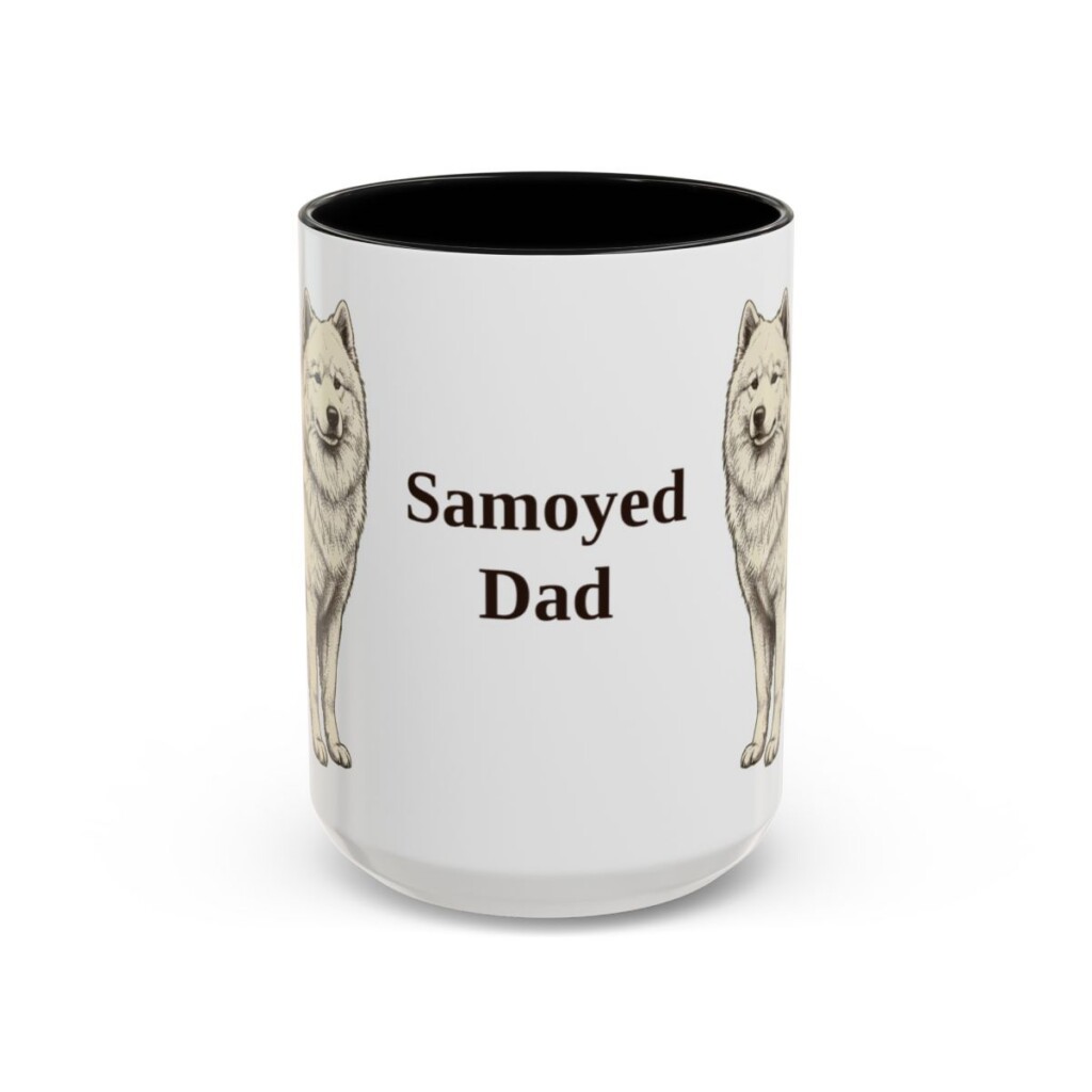15oz Samoyed Dog Dad Mug, Black, front view
