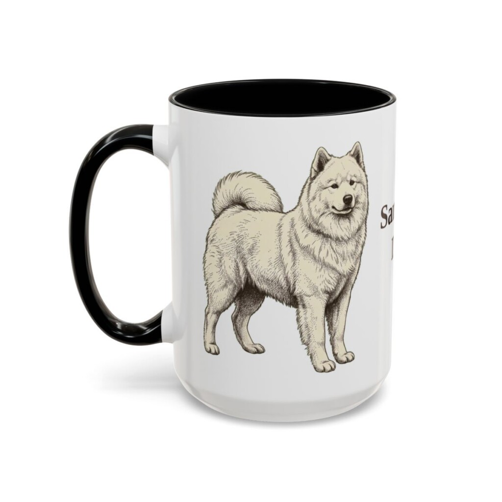15oz Samoyed Dog Dad Mug, Black, left side view