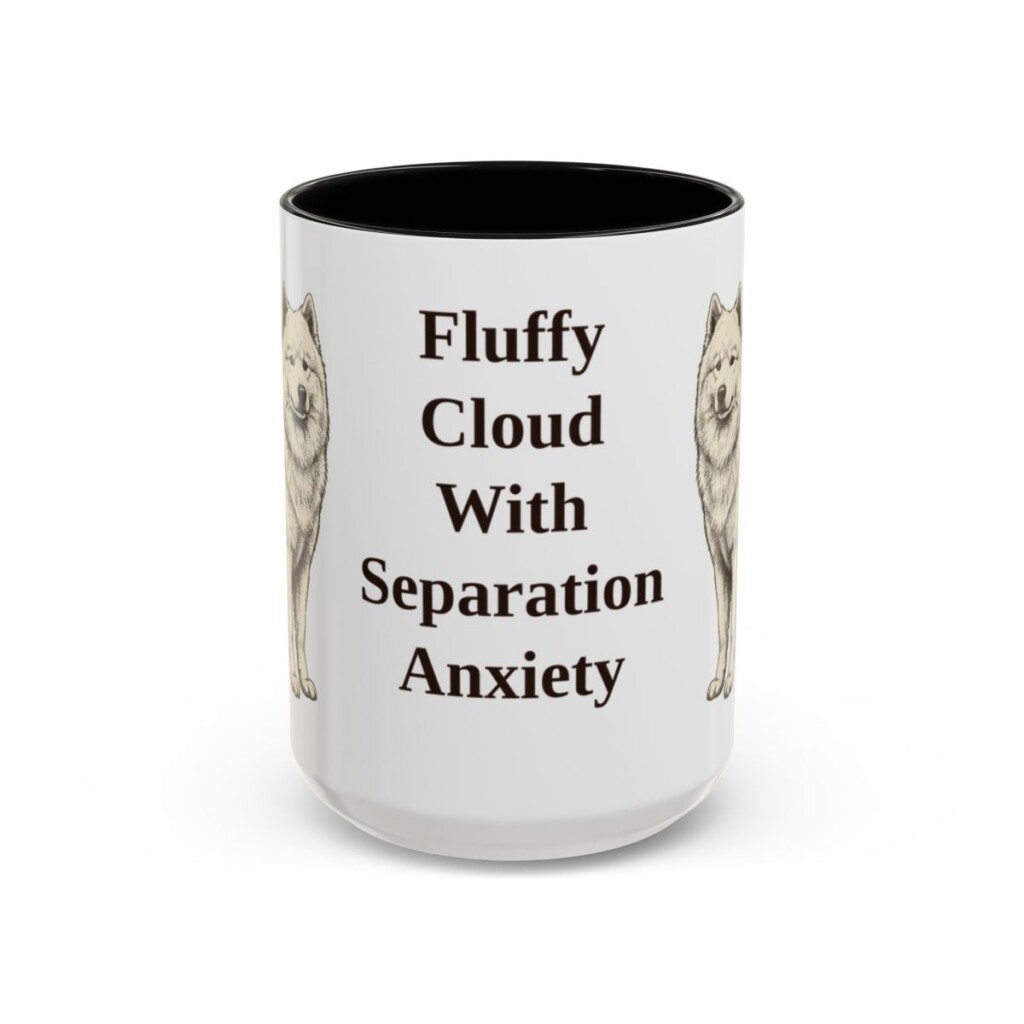 15oz-samoyed-mug-humor-black-front 15oz Funny Samoyed Mug, Black, front view