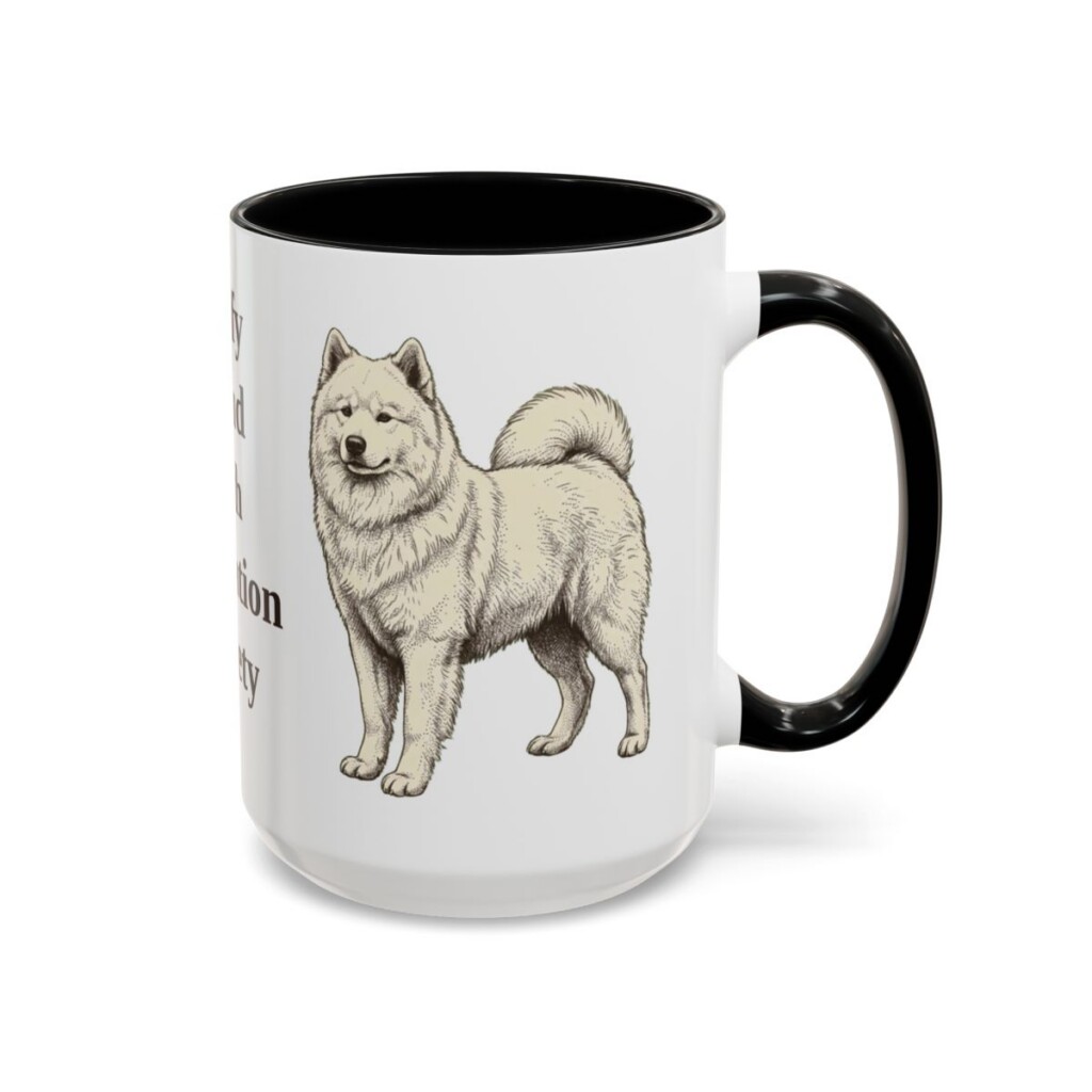 15oz-samoyed-mug-humor-black-right 15oz Funny Samoyed Mug, Black, right side view
