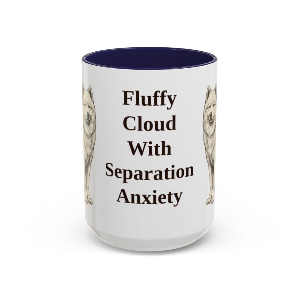 15oz-samoyed-mug-humor-navy 15oz Funny Samoyed Mug, Navy, front view