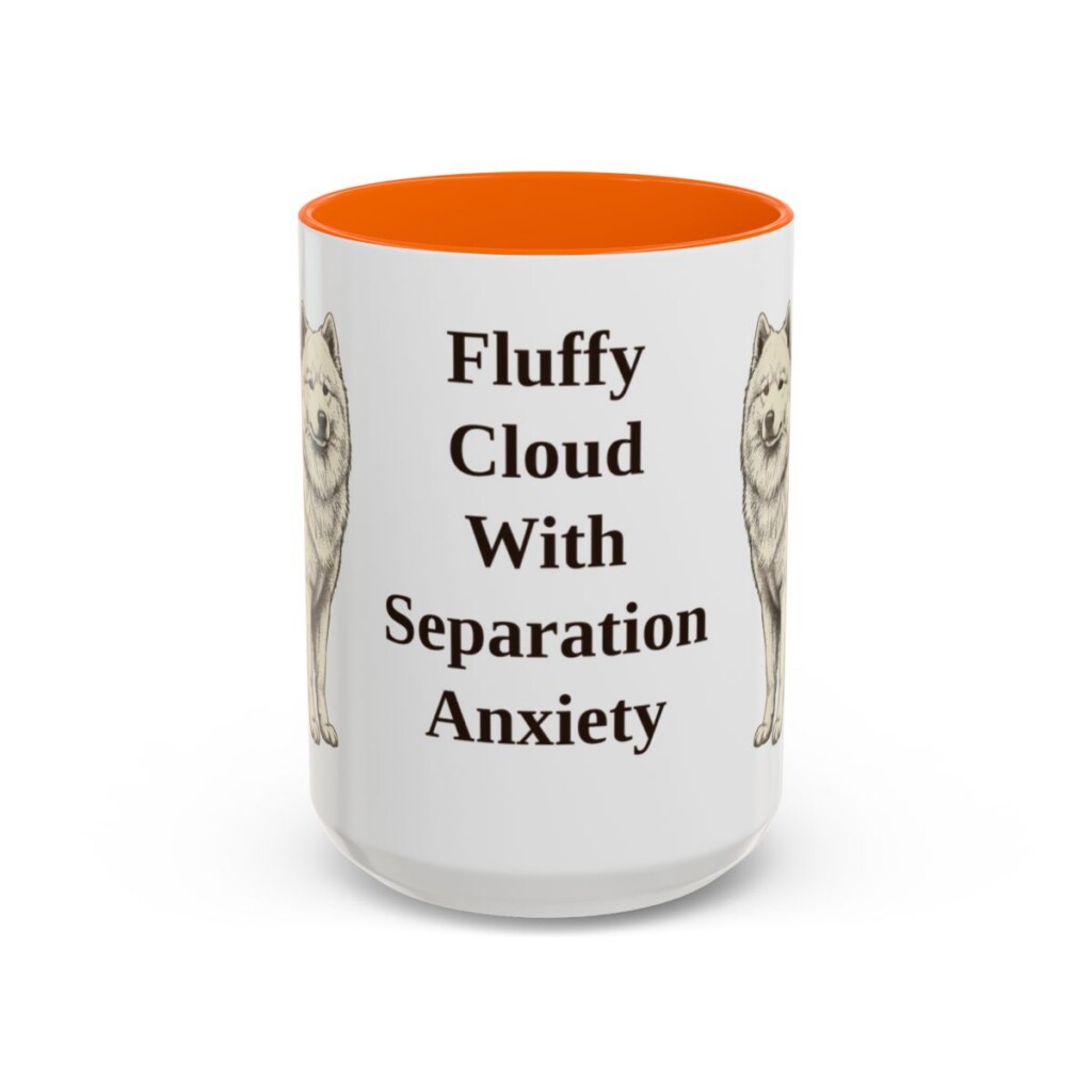 15oz-samoyed-mug-humor-orange 15oz Funny Samoyed Mug, Orange, front view
